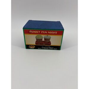 Cracker Barrel S/P Shakers Family Fun Night Popcorn Soda Red Ceramic OS